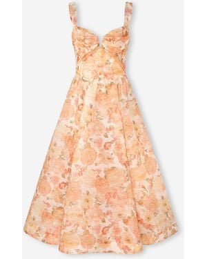 Zimmermann Rebellion Floral-Print Linen And Silk-Blend Midi Dress - Orange