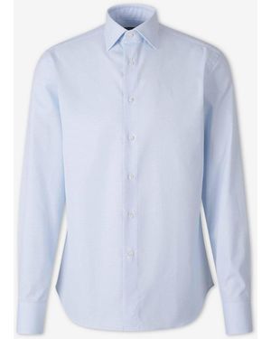 Canali Micro Print Cotton Shirt - Blue