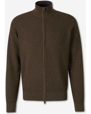 Brioni Braided Zip Cardigan - Green