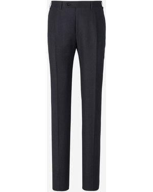 Canali Wool Flannel Trousers - Blue