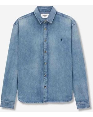 Saint Laurent Camicia Cassandre Denim - Blu