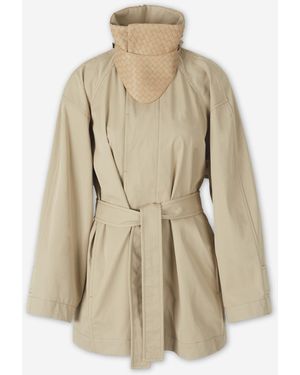 Bottega Veneta Kurzer Trenchcoat Aus Baumwolle - Natur