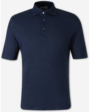 Santa Eulalia Linen Knit Polo Shirt - Blue