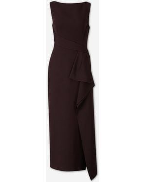 Roland Mouret Ruffled Midi Dress - Brown