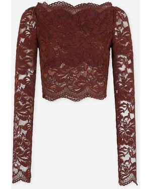 Rabanne Cropped Lace Top - Purple