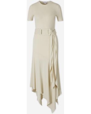 Alaïa Asymmetrical Dress With Belt - White