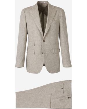 Santa Eulalia Plain Linen Suit - Grey