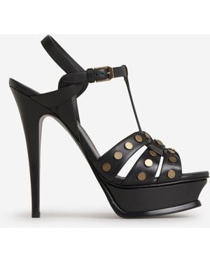 Saint Laurent Tribute-Plateausandalen - Schwarz