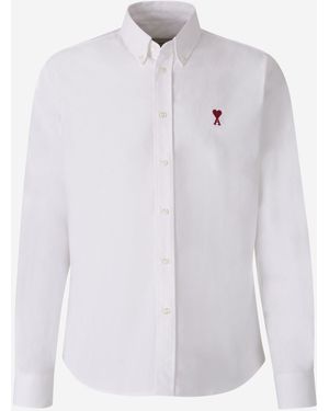 Ami Paris Button-Down Logo Shirt - White