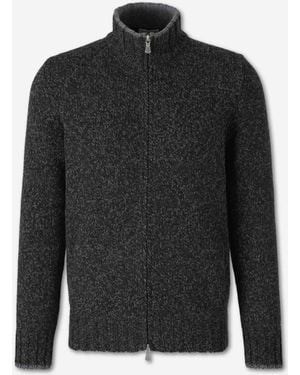 Santa Eulalia Wool Zip Cardigan - Black