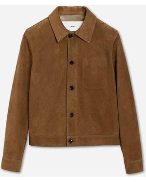 Ami Paris Suede Leather Jacket - Brown