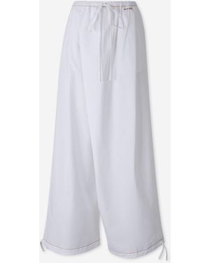 Marni Wide Leg Cotton Trousers - White
