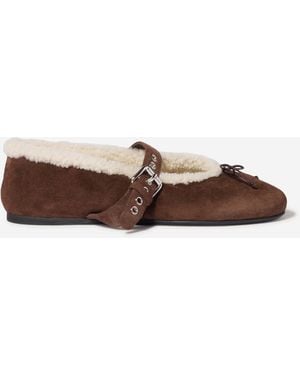 Miu Miu Ballet Flats With Lambskin - Brown