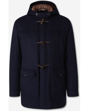 Canali Short Cashmere Wool Coat - Blue