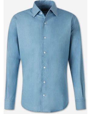 ZEGNA Plain Cotton Shirt - Blue