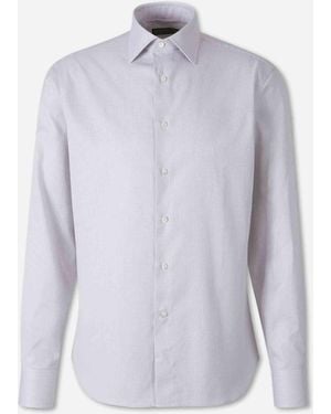 Canali Micro Print Cotton Shirt - Blue