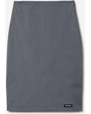 Miu Miu Falda Midi Popelín - Gris