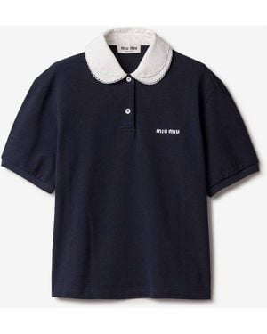 Miu Miu Polo Piqué Algodón - Azul
