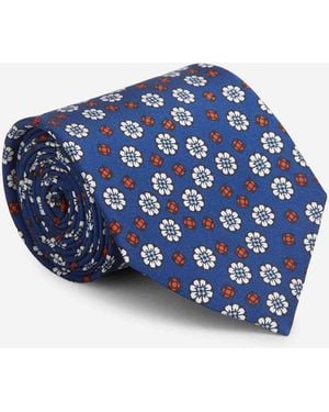 Marinella Floral Silk Tie - Blue