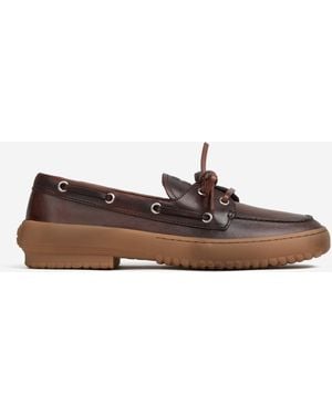 Miu Miu Leather Boat Shoes - Brown