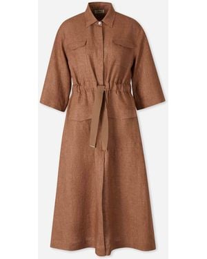 Herno Linen Shirt Dress - Brown