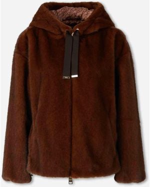 Herno Hooded Jacket With Fur - Brown