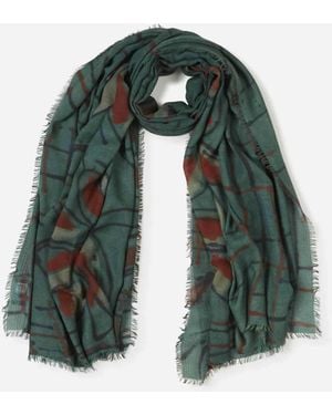 CASHÀ Floral Print Scarf - Green