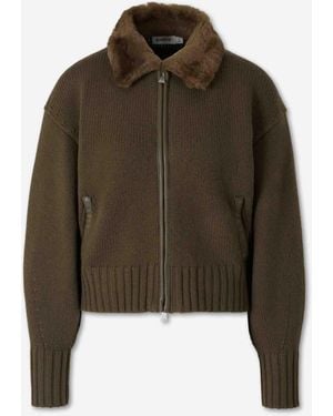 Jonathan Simkhai Cardigan With Fur Collar - Brown