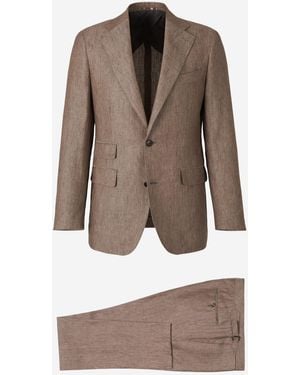 Santa Eulalia Plain Linen Suit - Brown