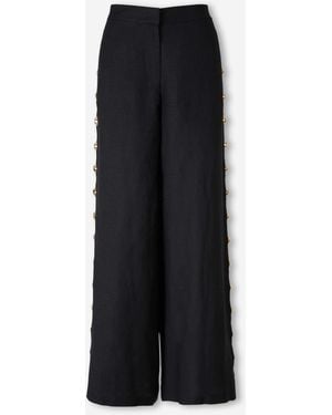 Jonathan Simkhai Wide Leg Linen Trousers - Black