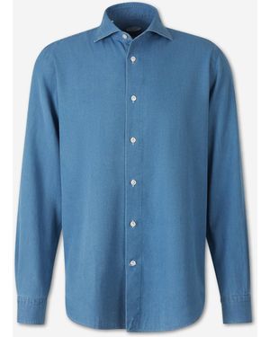 Vincenzo Di Ruggiero Denim Effect Cotton Shirt - Blue