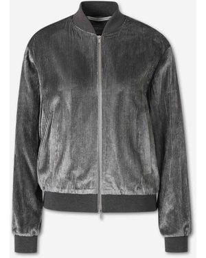 Peserico Ribbed Collar Bomber - Gray