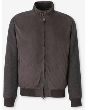 Canali Leather Jacket Zipper - Grey