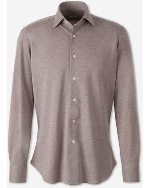 Fray Camisa Lisa Algodón Cashmere - Marrón