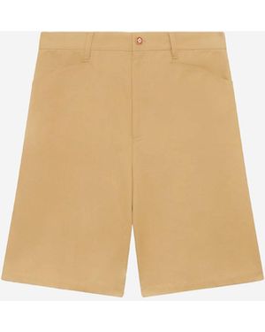 CASABLANCA Pleated Cotton Bermuda Shorts - Natural