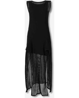 Alaïa Vestido Punto Volantes - Negro
