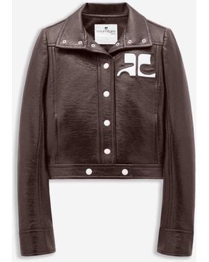 Courreges Vinyl Biker Jacket - Brown