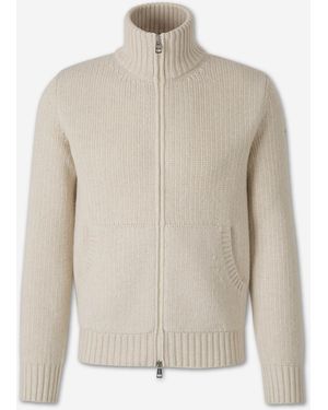 Moncler Gilet Zippé En Laine Cachemire - Blanc