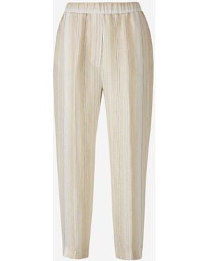 Peserico Pantaloni Di Lino A Righe - Bianco