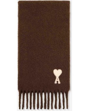 Ami Paris Sciarpa Con Logo - Marrone