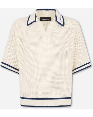 DSquared² Openwork Knit Polo Shirt - White