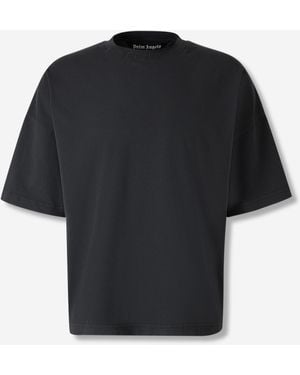 Palm Angels Logo Crew Neck T-Shirt - Black