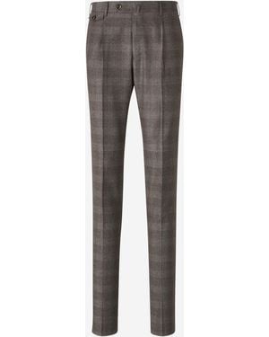 PT Torino Prince Of Wales Pattern Dress Pants - Gray