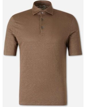 Santa Eulalia Linen Knit Polo Shirt - Brown