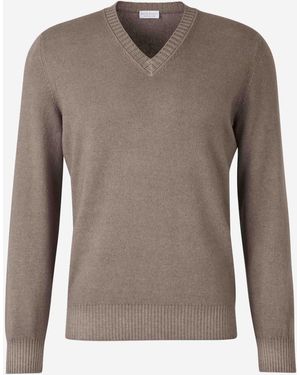 Santa Eulalia Wool V-Neck Jumper - Brown