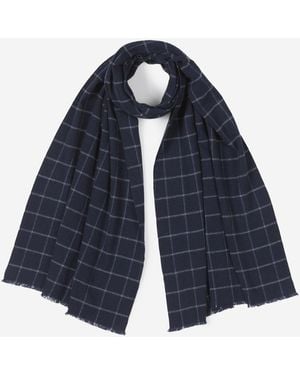 Fedeli Chequered Motif Scarf - Blue