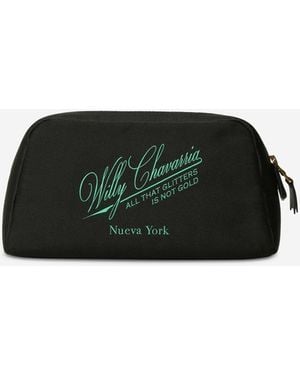 Willy Chavarria Embroidered Logo Toiletry Bag - Green