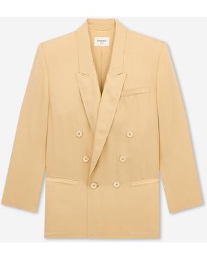 Saint Laurent Habotai Silk Blazer - Natural