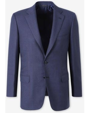 Brioni Traje Recto Lana - Azul