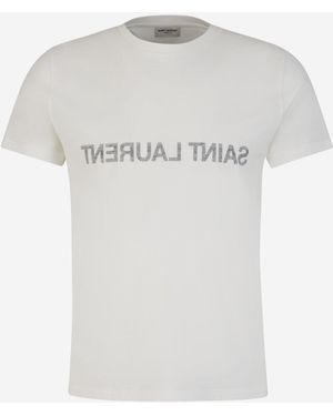 Saint Laurent Logo-T-Shirt Aus Baumwolle - Weiß